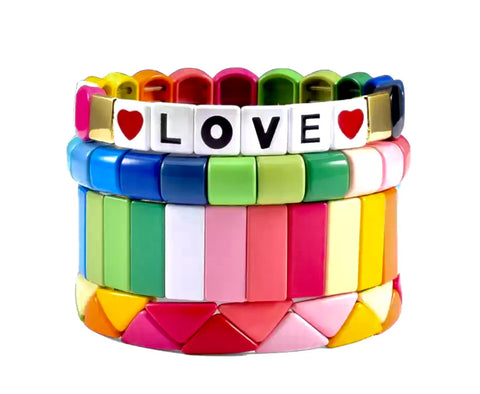 Tila bracelet, Tile Bracelets, Enamel Bracelet, Stacking Bracelets, Love Bracelet, Gift for her
