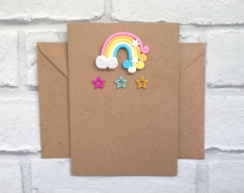 Rainbow birthday card, Card for NHS worker, Happy Birthday card, Rainbows and stars, Card for little girl, Over the rainbow card