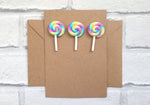 Lollipop card, Lollipop decor, Lollipop Birthday card, Sweet card, Rainbow bright, Card for girl, Celebration card