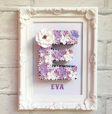 Lilac and White Floral Letter