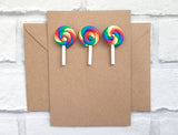 Lollipop card, Lollipop decor, Lollipop Birthday card, Sweet card, Rainbow bright, Card for girl, Celebration card