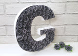 Grey nursery decor, Grey rose letter, Gray home decor, Rose filled letter, Personalised gift for birthday