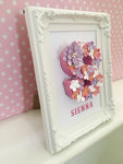 Personalised floral letter, Vintage name frame, Nursery floral monogram