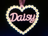 Daisy decor, Daisy name heart, Millie name heart, Personalised heart decoration, Personalised decoration, Gift for daughter, Gift for Niece