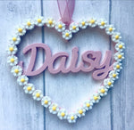 Daisy decor, Daisy name heart, Millie name heart, Personalised heart decoration, Personalised decoration, Gift for daughter, Gift for Niece