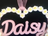 Daisy decor, Daisy name heart, Millie name heart, Personalised heart decoration, Personalised decoration, Gift for daughter, Gift for Niece