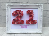 21st birthday gift, 21st birthday present, Floral number, Floral number frame, Happy Birthday keepsake, Birthday present for daughter