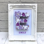 Lilac and White Floral Letter