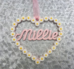 Daisy decor, Daisy name heart, Millie name heart, Personalised heart decoration, Personalised decoration, Gift for daughter, Gift for Niece