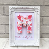 First birthday present, Christening gift, White & Pink Floral letter, New baby gift, Newborn girl gift, Baby girl gift, Gift from Godparent