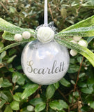 Feather Christmas Bauble, Personalised Christmas Decoration