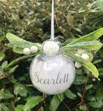 Feather Christmas Bauble, Personalised Christmas Decoration