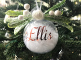 Feather Christmas Bauble, Personalised Christmas Decoration