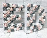 Pink, grey and white wedding decor