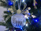 Feather Christmas Bauble, Personalised Christmas Decoration