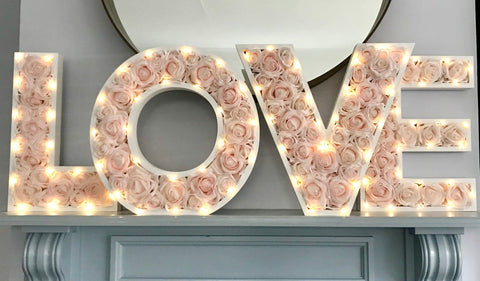 Floral love letters, LOVE decoration, LOVE sign, Large flower letters