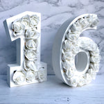 Light up numbers, Flower numbers, Sweet 16 decor, Floral filled numbers, Freestanding number