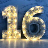 Light up numbers, Flower numbers, Sweet 16 decor, Floral filled numbers, Freestanding number