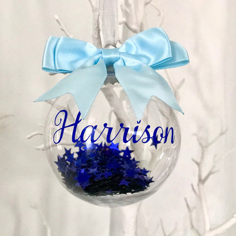 Baby Boy Personalised Bauble, Baby's First Christmas